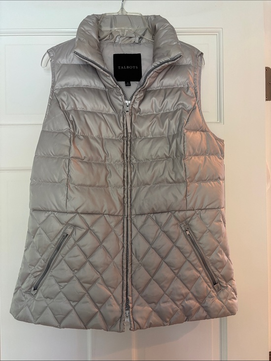 Talbots Jackets & Blazers - Talbots Quilted Packable Puffer Vest in Gray Size Small